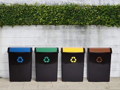 TATAY Recycling Bin, 50L Capacity, Swing Lid, Polypropylene, BPA Free, Solar Protection, Yellow . Dimensions 40,5 x 33,5 x 57,5 cm