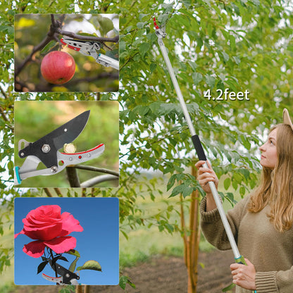 GARTOL Tree Pruner,130cm Tree loppers Long Reach Lightweight & Strong, Fruit Picker, Lightweight Aluminum Handle for Tree Branch Cutter
