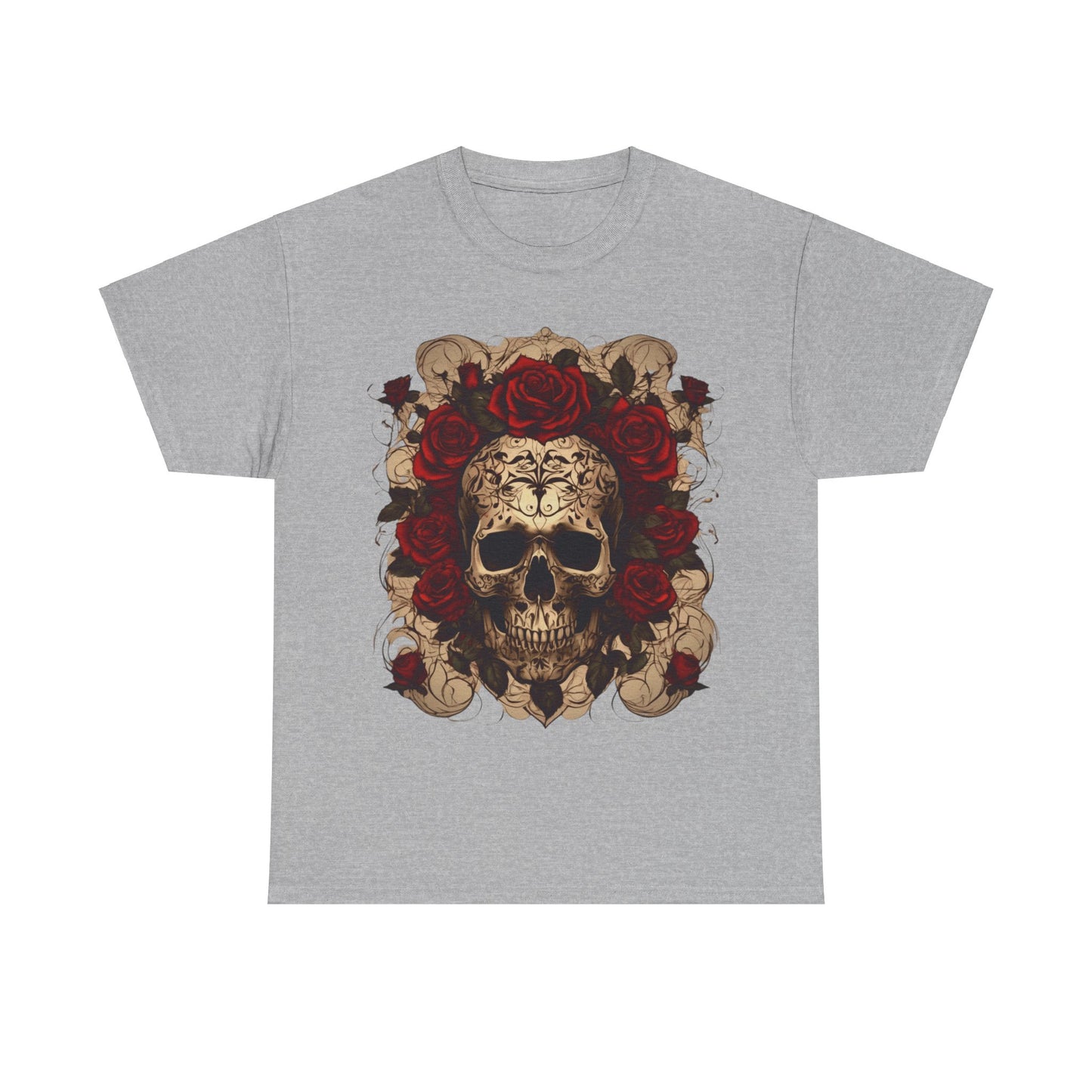 Skulls and Roses Cotton Tee, Unisex Graphic Shirt,