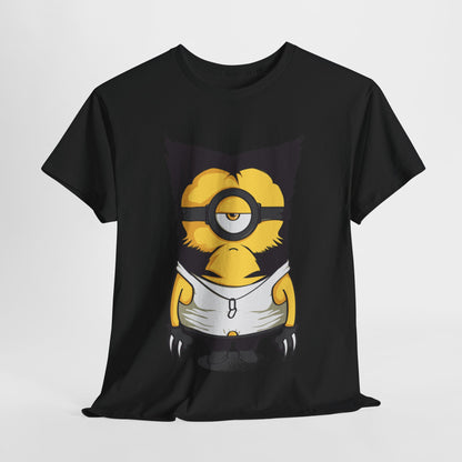 Minion Wolverine Unisex T Shirt featuring a playful graphic design of a yellow Minion with Wolverine-style claws, perfect for funny and casual wear. This Funny T Shirt is ideal for Minions fans.