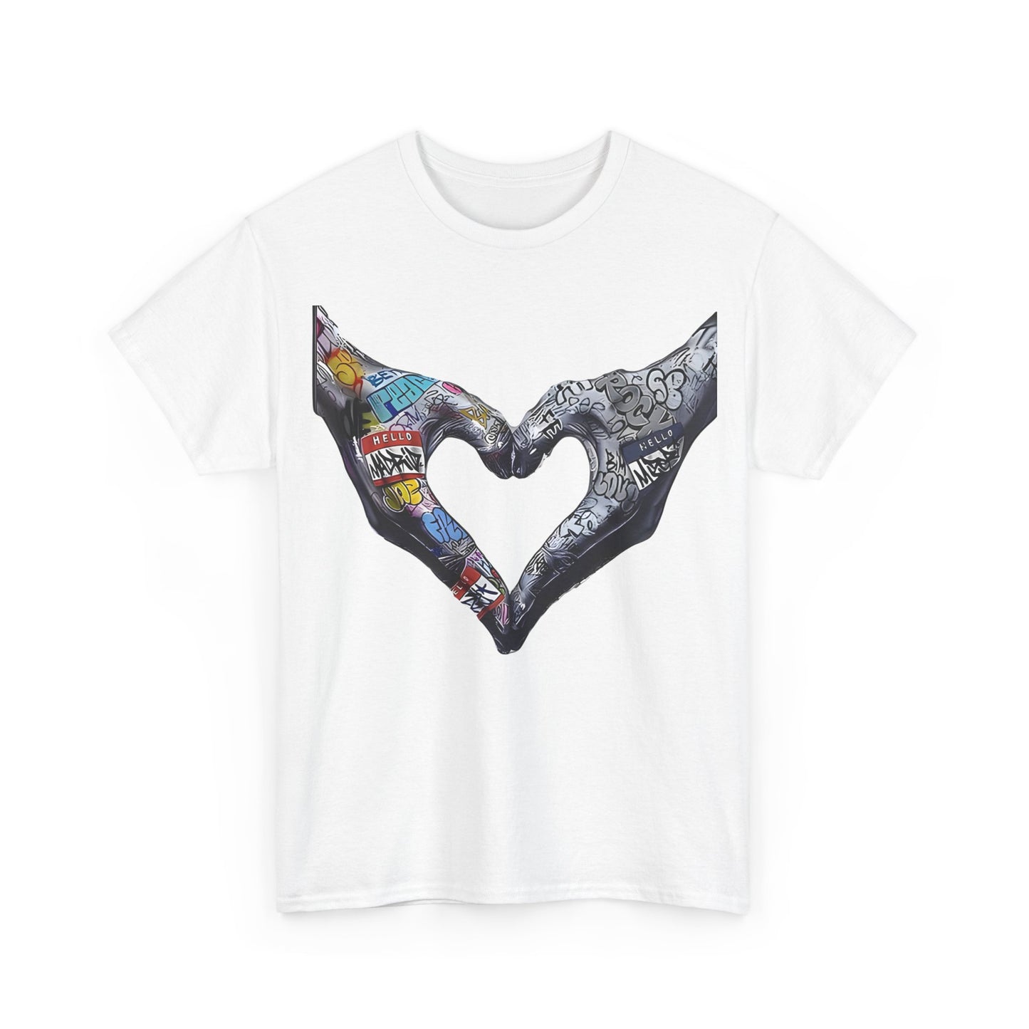 Graffiti Hands Tee, Love Graphic T-Shirt, Urban Streetwear Top, Unisex Cotton