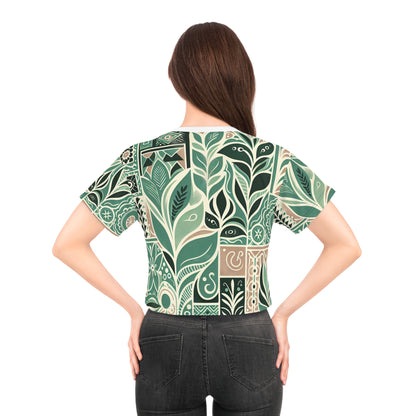 Thea Sinclair Vibrant Crop T-Shirt in Pastel Green captured in natural light, highlighting its trendy design and soft fabric from Dazzling Dreams Studio.