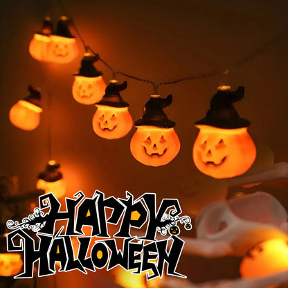 PVC Soft Material Halloween Lighting Chain featuring enchanting pumpkin-shaped lights, perfect for indoor and outdoor home decoration, creating a warm and festive atmosphere.