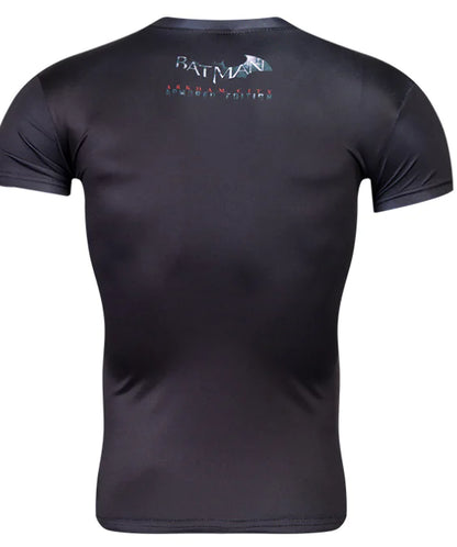 Elegant back view of the Batman Gym Shirt, featuring subtle branding and a sleek silhouette perfect for modern fitness adventures.
