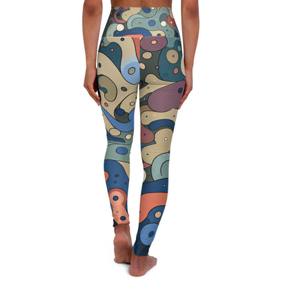 Vivienne Clairmont High-Waisted Trendy Leggings by Dazzling Dreams Studio featuring a modern, vibrant pattern perfect for summer yoga and chic athleisure wear.
