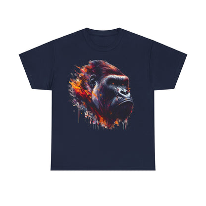 Harambe Masterpiece Graphic Unisex T-Shirt in navy embodying a captivating gorilla design, highlighted with an artistic, dynamic approach, catering to those with refined tastes.