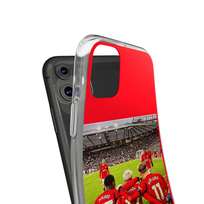 Close-up of the Manchester United Mainoo Garnach Hojlund Soft Phone Case, highlighting its premium materials and dynamic design, crafted for devoted fans.