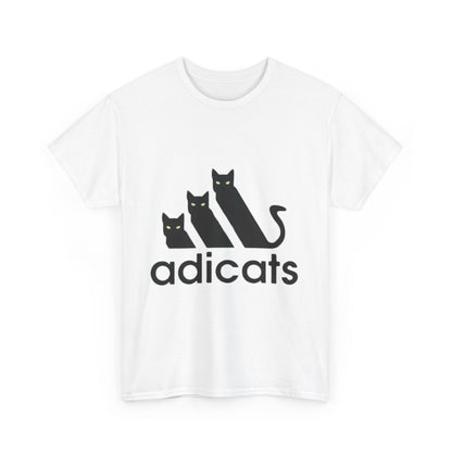 Adicats Logo Graphic T-Shirt in luxurious white featuring a captivating cat logo, an excellent choice for trendy and fashionable casual wear.