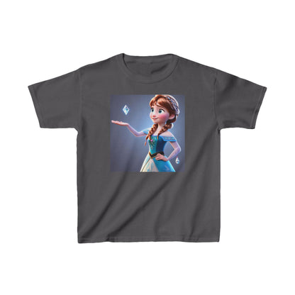 Kids Frozen Anna Heavy Cotton T-Shirt showcasing Anna from Disney's Frozen, elegantly designed for your little girl's wardrobe.