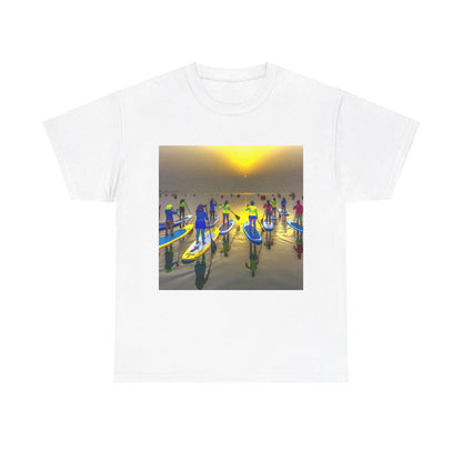Chic design of the Delightful Paddle Boarding Scene T-Shirt by Dazzling Dreams Studio, ideal for casual outings while celebrating the water sports lifestyle.