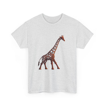 Grey version of the Stylish Unisex Giraffe Graphic Tee, adorned with a beautifully crafted giraffe graphic, blending nature and artistry.