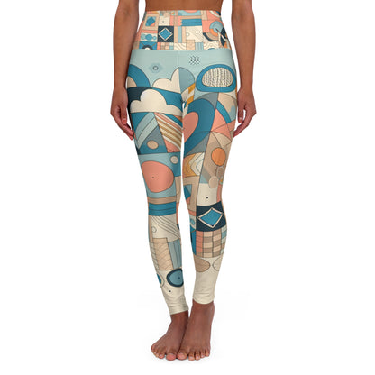 Elegant Modern Pastel Geometric Design Leggings by Dazzling Dreams Studio, showcasing chic pastel hues and stylish geometric patterns perfect for fitness and casual wardrobe.