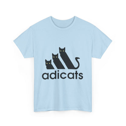 Adicats Logo Graphic T-Shirt in light blue, featuring a striking urban streetwear logo with three stylish black cats, made from 100% premium cotton for ultimate comfort.
