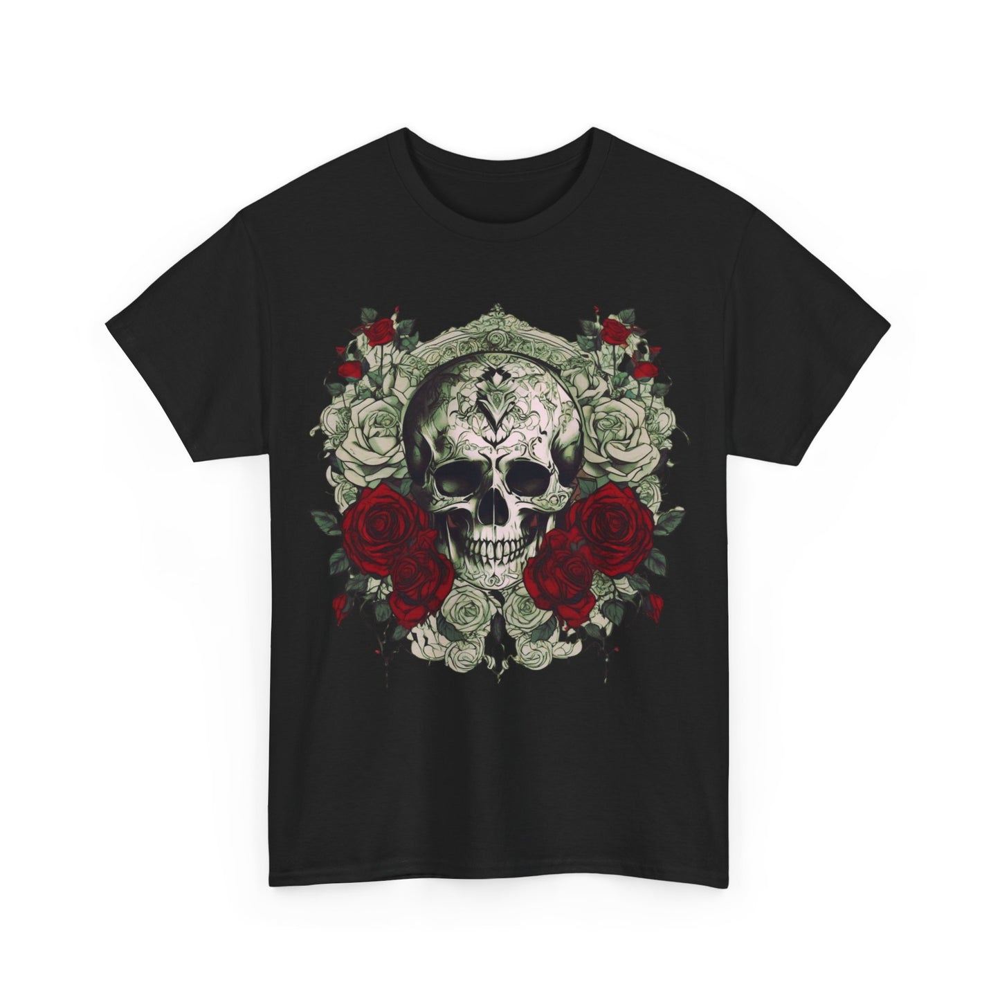 Skulls and Roses Cotton Tee, Unisex Graphic Shirt, 7 color choice