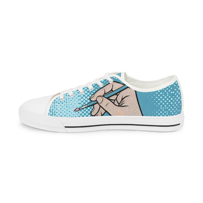 Stylish Zara Thunderstrike pop art sneakers in bold blue and pastel pink, ideal for fashion-forward individuals, designed by Dazzling Dreams Studio.
