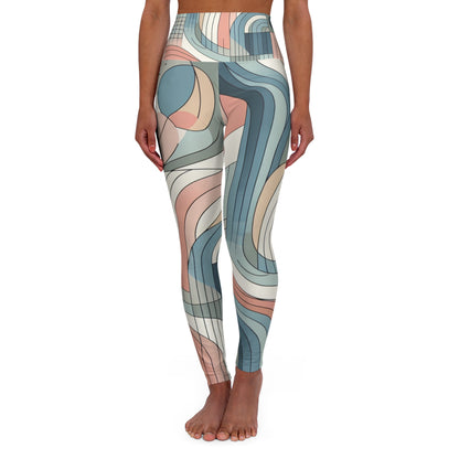 Elegant pastel leggings designed by Dazzling Dreams Studio, showcasing a contemporary blend of abstract patterns and soft curves for a luxurious fitness experience.