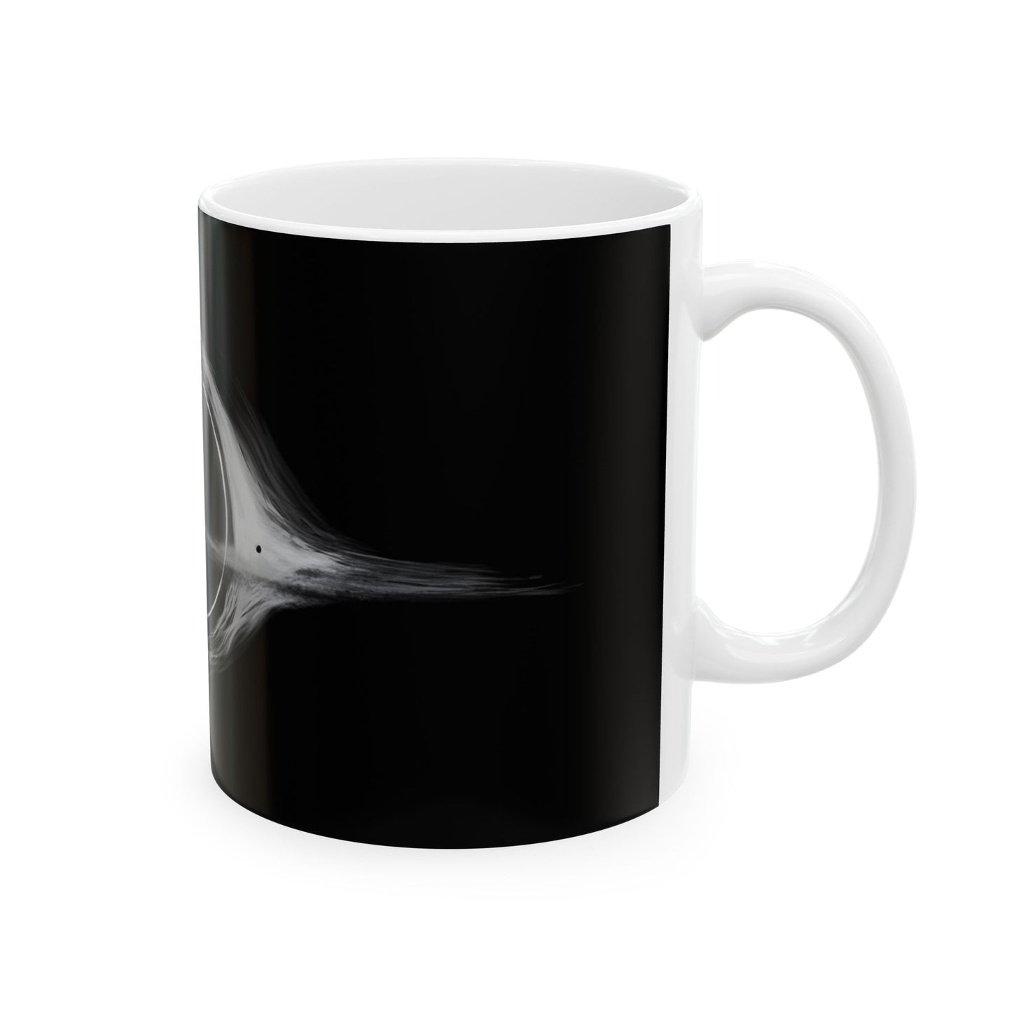 Interstellar Black Hole Image Ceramic Mug, the ideal companion for science nerds who need a sip of caffeine and a dash of cosmic inspiration.