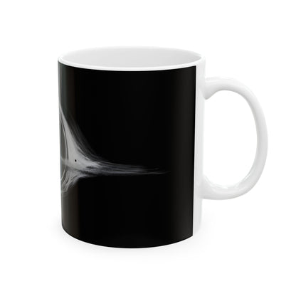 Interstellar Black Hole Image Ceramic Mug, the ideal companion for science nerds who need a sip of caffeine and a dash of cosmic inspiration.