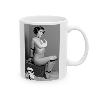 Star Wars Princess Leia Funny Sexy Ceramic Mug, an enticing blend of pop culture and humour, ideal for enthusiasts of the franchise.