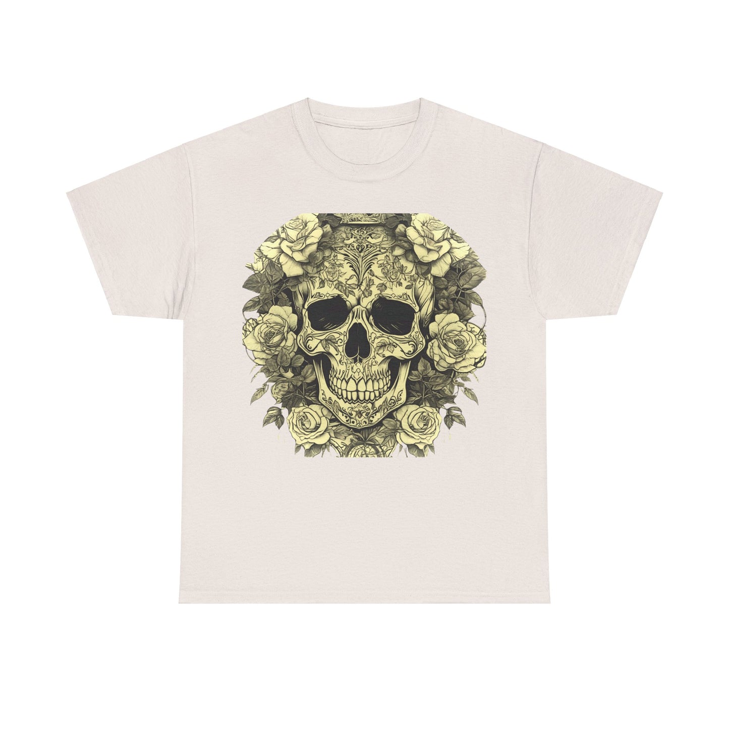 Skulls and Roses Cotton Tee, Unisex Graphic Shirt, 7 color choice