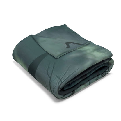 Folded Decorative and Warm Halloween Spooky Arctic Fleece Blanket, showcasing a sophisticated Halloween design perfect for luxurious comfort during the spooky season.