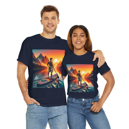 Comfortable and breathable Serene Paddle Board T-Shirt from Dazzling Dreams Studio, ideal for water sports enthusiasts.