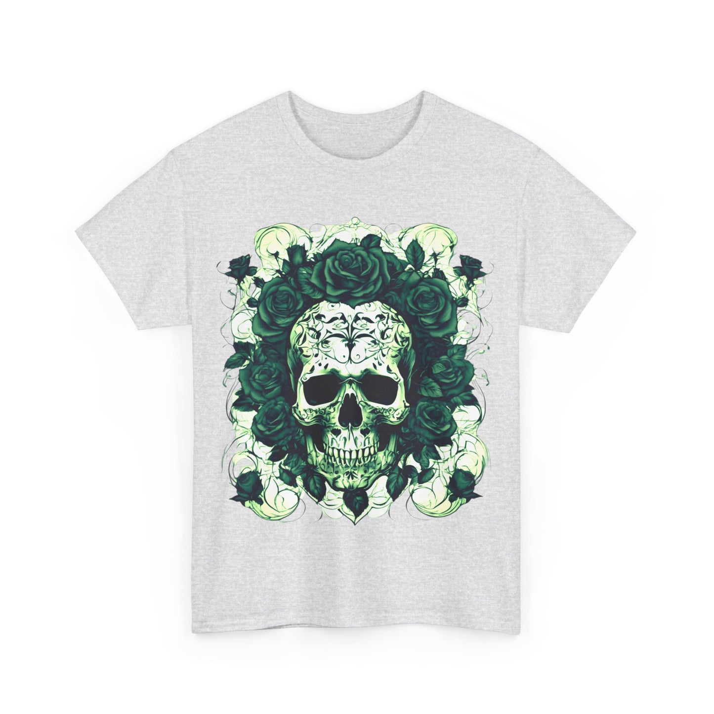 Skulls and Roses Cotton Tee, Unisex Graphic Shirt, 7 color choice