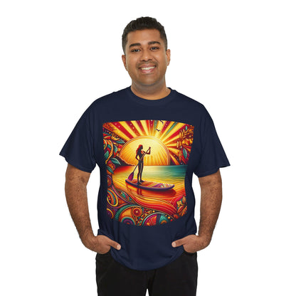 Delightful Paddle Board T-Shirt by Dazzling Dreams Studio showcasing a vibrant paddleboarding graphic for water sports enthusiasts.