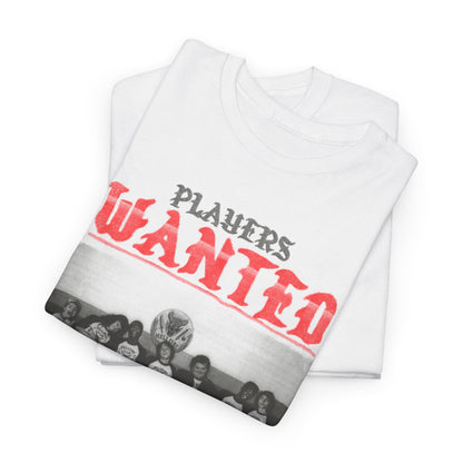 Stylish stacked white t-shirts featuring a captivating Hellfire Club graphic, highlighting the enticing phrase 'PLAYERS WANTED' for those who appreciate unique and luxury streetwear.