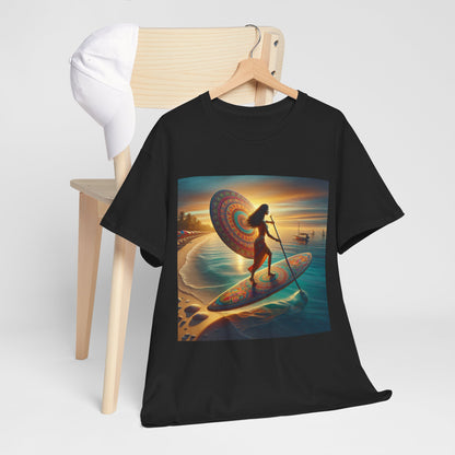 Delightfull Paddle Board T-Shirt featuring an elegant water scene, designed by Dazzling Dreams Studio, perfect for passionate paddleboarders.