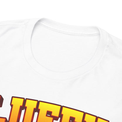 Elegant close-up of the crew neck detail on the white Bold 1 Piece Luffy Men's T-Shirt, showcasing high-quality fabric and stylish design for anime enthusiasts.