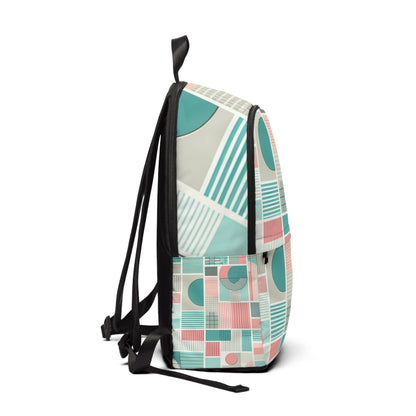 Stylish geometric pattern of the Tranquil Pastel Geometric Backpack by Dazzling Dreams Studio showcasing a modern design in soothing baby blue.
