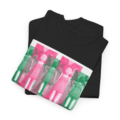 Elegant Squid Game Unisex Men´s Women´s Graphic Cotton Funny T Shirt folded neatly, showcasing its unique design inspired by the renowned series.