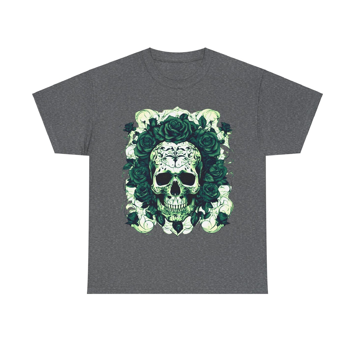 Skulls and Roses Cotton Tee, Unisex Graphic Shirt, 7 color choice