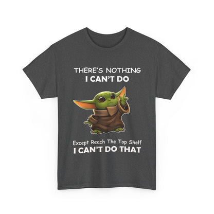 Grogu, The Child, Baby Yoda Mandalorian Humorous Graphic Unisex Tee Shirt in dark grey featuring the whimsical quote on the front.