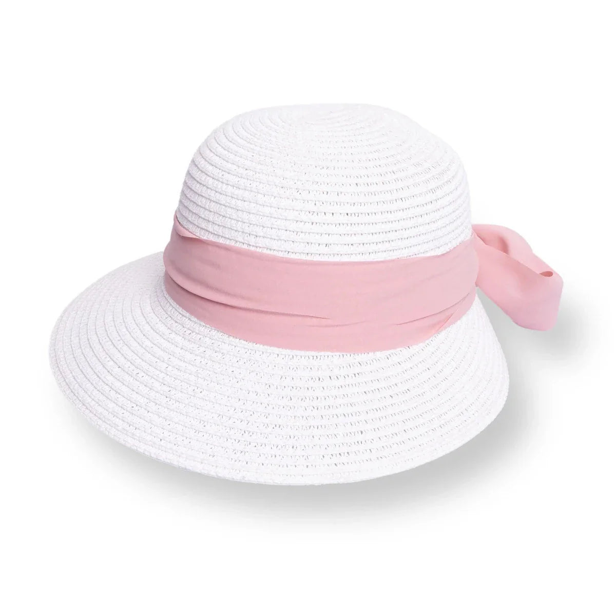 HelloBaby Baby Girl Straw Ribbon Hat - White