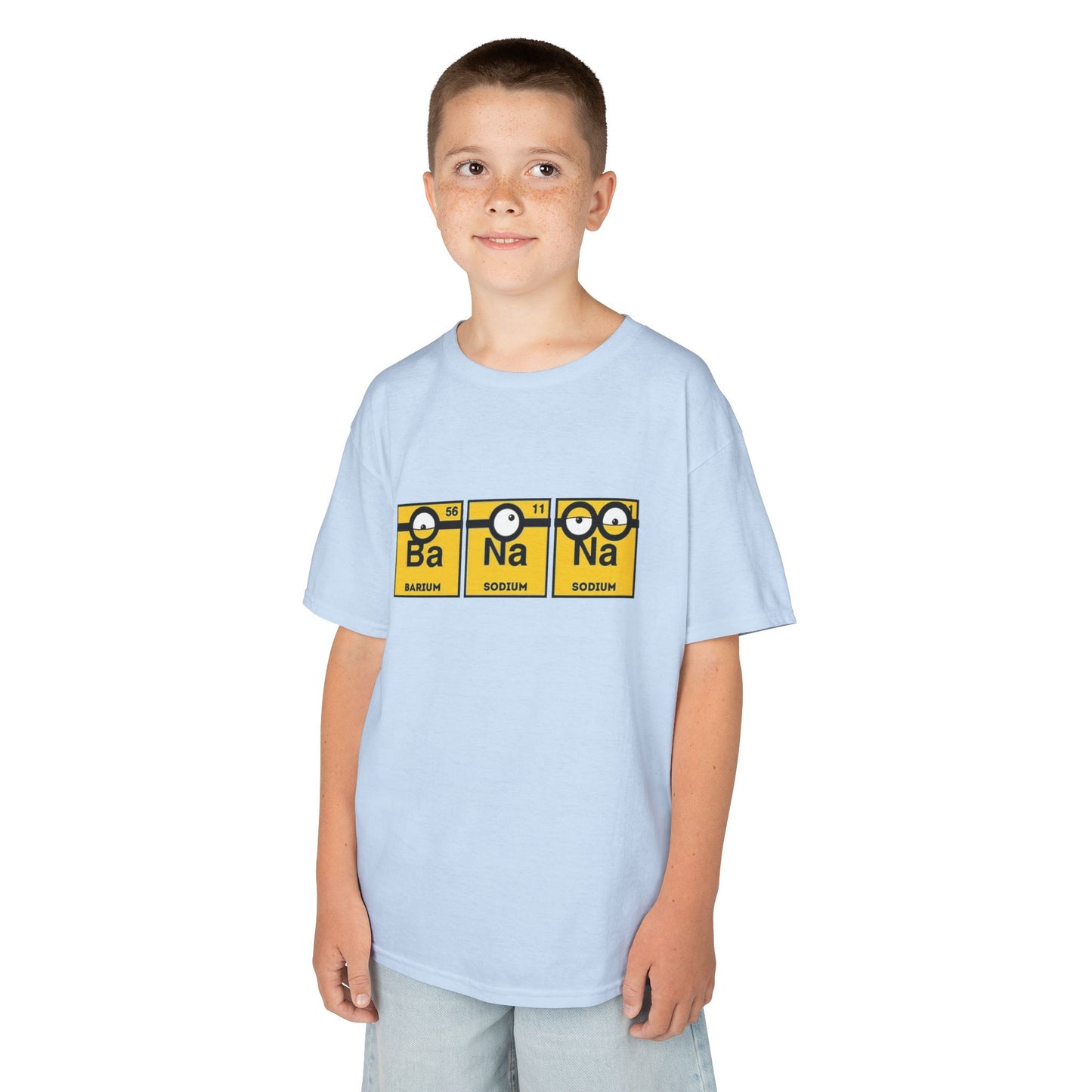 Minions Kids T-Shirt Banana Yellow Periodic Table Elements Tee Childs Boys Girls