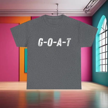 Greatest of All Time GOAT Graphic T-Shirt in a refined grey hue, featuring a fashionable G-O-A-T print, perfect for modern urban wear.