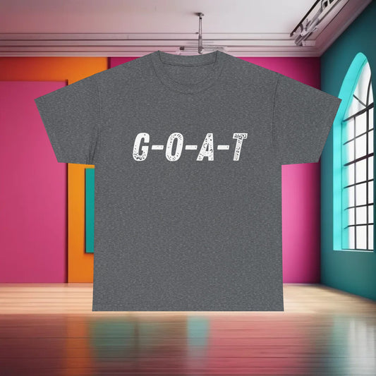 Greatest of All Time GOAT Graphic T-Shirt in a refined grey hue, featuring a fashionable G-O-A-T print, perfect for modern urban wear.