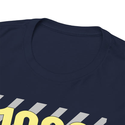 Close-up view of the neckline of an Aston Martin DB4 GT Zagato t-shirt, emphasising the premium fabric and fashionable design with unique graphics.