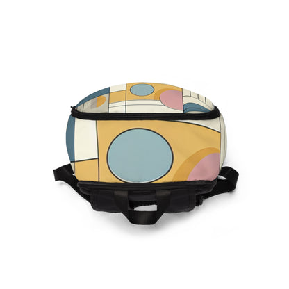 Fashionable pastel hues of the Modern Graphic Backpack by Dazzling Dreams Studio, ideal for the modern trendsetter.