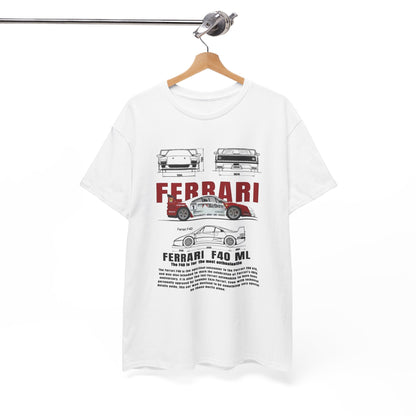 Stunning T-Shirt Ferrari F40 Marlboro Graphic Design Tee displayed elegantly, featuring detailed outlines of the Ferrari F40, capturing the essence of automotive excellence for discerning collectors.