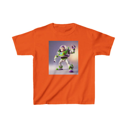 Stylish Kids Buzz Lightyear Heavy Cotton T-Shirt in bold orange, ideal for young adventurers.