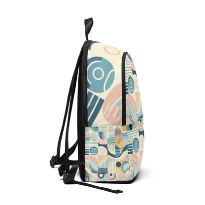 Pastel Geometric Backpack by Dazzling Dreams Studio showcasing elegant soft pastel colours in a chic urban aesthetic, perfect for modern travellers.