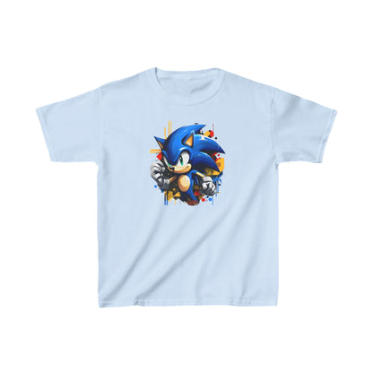 Child´s Sonic The Hedgehog Unisex Graphic Tee Shirt Kids in light blue, featuring a captivating Sonic graphic that blends nostalgia and modern flair.