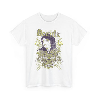 Striking white men's graphic t-shirt showcasing a detailed Day of the Dead skull design with whimsical wings, perfect for those who appreciate artistic expression.