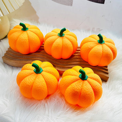 Luxurious display of Pumpkin Halloween Decorative Night Light, with multiple charming pumpkin lamps elegantly arranged on a stylish wooden base.