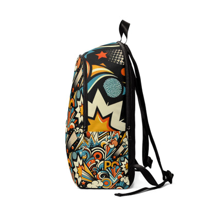 Close-up of the intricate pop art pattern on the Chic Pop Art Backpack from Dazzling Dreams Studio, highlighting its artistic flair and contemporary sophistication.