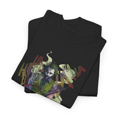 Joker Hookah Graphic T-Shirt Urban Unisex Cotton Tee featuring a vibrant and artistic depiction of the Joker, complete with swirling smoke and a playful design in high-quality cotton for luxurious style and comfort.