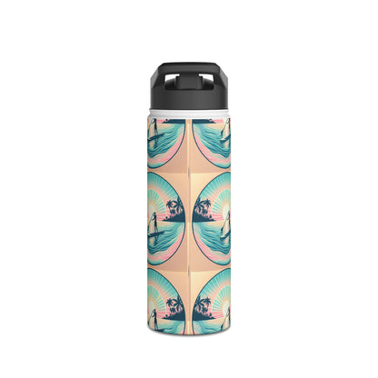 Sleek Fantasy Paddleboarding Stainless Steel Water Bottle with eye-catching paddler image, a must-have for luxury hydration on water adventures.